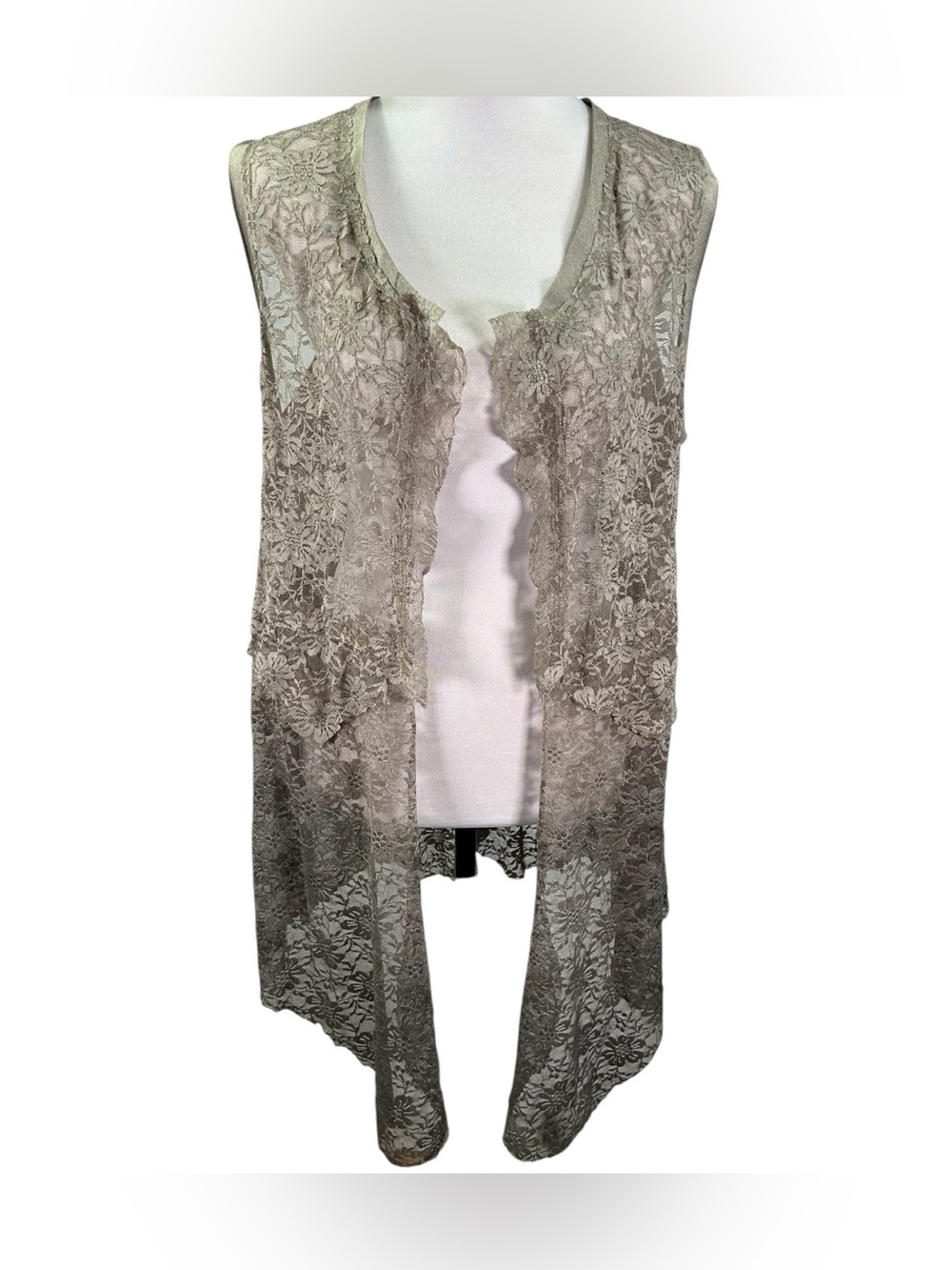 Vocal Lace Corset Back Long Vest Women’s M Duster Western Boho Coastal Cowgirl